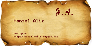 Hanzel Aliz névjegykártya